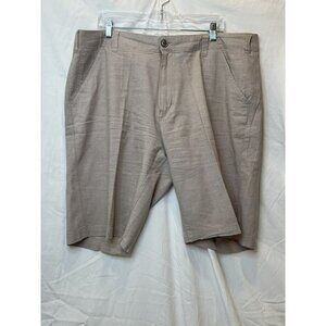 Paulo Solari Sz 40 Khaki Flat Front‎ Cotton Shorts Modern Fit